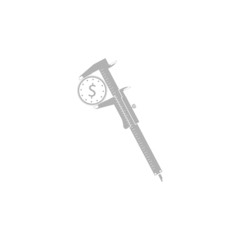 Simple icon calipers with coin.