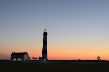 Silhouette of Bodie Lighthouse at Dawn