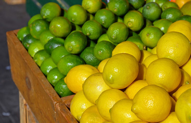 Lemons and limes at market