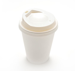 Paper cup of coffee isolated on white background