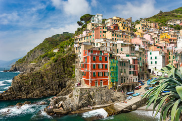 Fototapeta Town on the rocks Riomaggiore Liguria Italy obraz