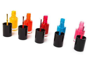 Bottles with a colorful nail polish