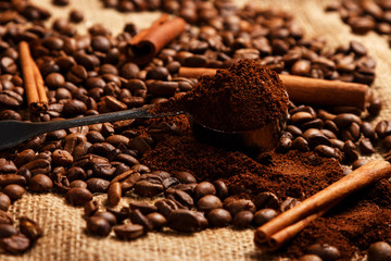 Scoop with a milled coffee