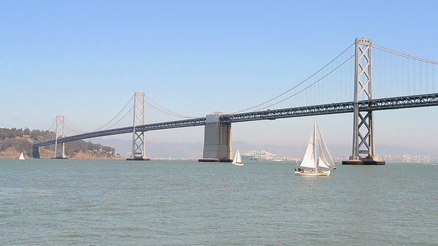 Bay Bridge in sunny day in San Francisco, USA travel