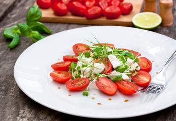 vegetarian tomato salad with Mozzarella
