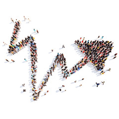 People in the form of arrows.