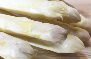 Fototapeta na wymiar luscious mature white asparagus tips for sale in spring