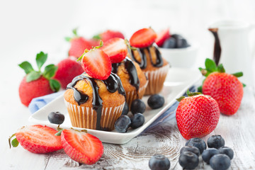 Sweet muffins with berries