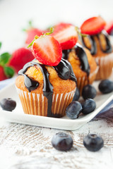 Sweet muffins with berries