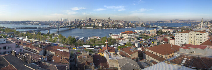 Panorama of Golden Horn on a sunny day