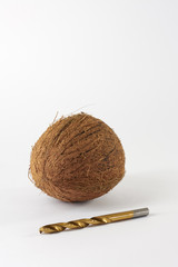 Coconut on a white background