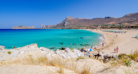 Fototapeta na wymiar View on beautiful beach of Falasarna at Crete island