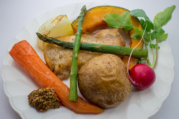丸焼き野菜とチキンステーキ