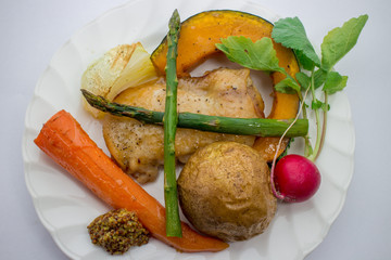 丸焼き野菜とチキンステーキ