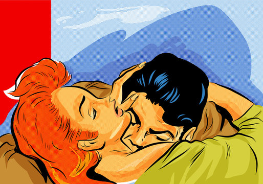 pop art couple amoureux sensualit&eacute;