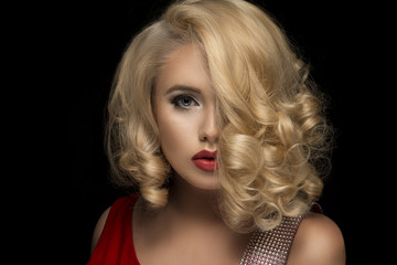 Naklejka premium Sensual beautiful blonde woman posing. 