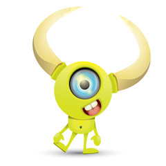 Green Cartoon cute monster