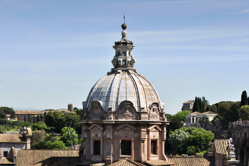 Fototapeta na wymiar The dome of the old church in Rome - Italy