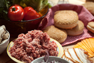 Ingredients for hamburgers