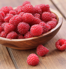Ripe red raspberries