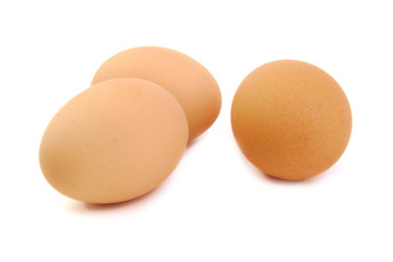Three eggs isolated on a white background