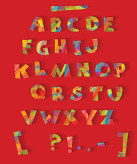 color alphabet with the effect of cutting paper