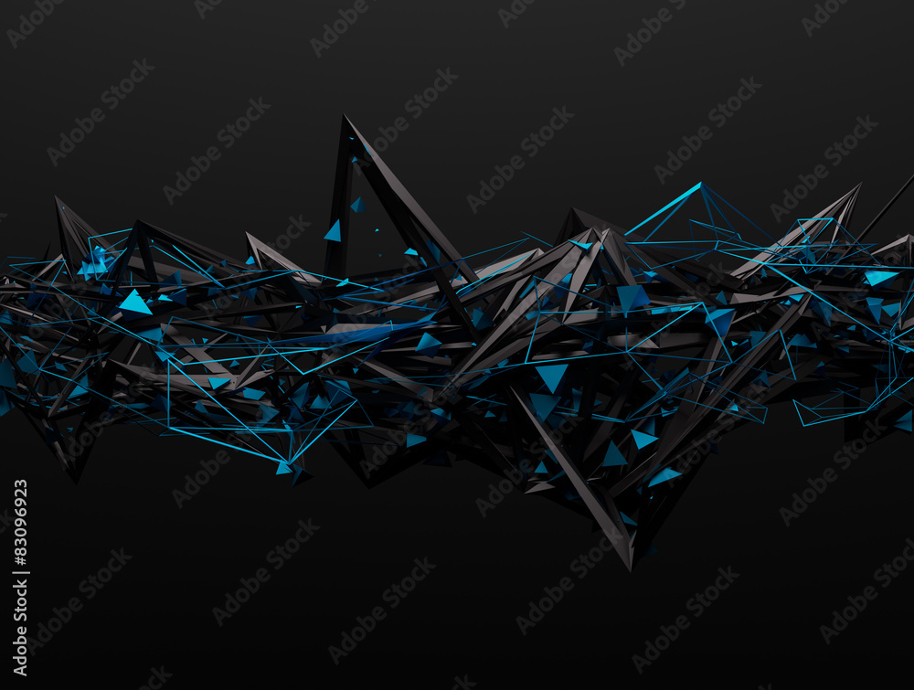 Poster abstract 3d rendering of chaotic structure.