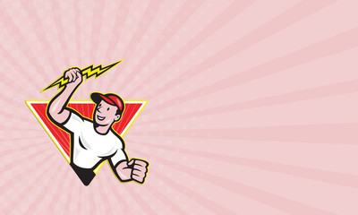 Business card Electrician Construction Worker Cartoon