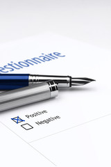 Quiestionnaire. Positive or Negative. Positive marked.