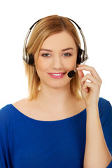 Fototapeta premium Happy smiling phone operator in headset.