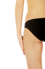 Woman's back in underwear.