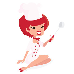 Cartoon Retro Chef Pinup Girl