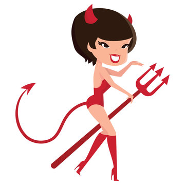 Cartoon Retro Devil Pinup Girl