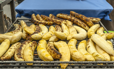 Grilled bananas traditional dish in Ecuador
