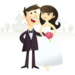 Cartoon Bride and Groom