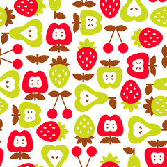 Shabby Chic Fruits Seamless Pattern Background