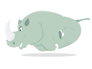 Running and Charging Cartoon Rhino