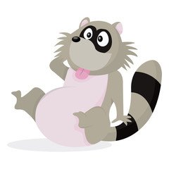 Cartoon Raccoon Sitting Down