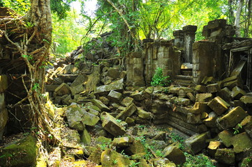 Fototapeta na wymiar Ruins of Beng Mealea Temple in Cambodia
