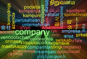 Company multilanguage wordcloud background concept glowing