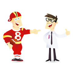 Cartoon Retro Sport Jock Vs Geek