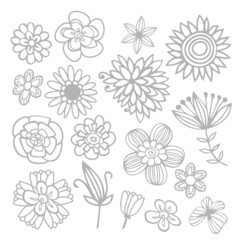 Doodle Lines Flowers Design Elements