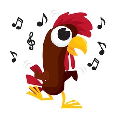 Cartoon Rooster Chicken Doing A Dance