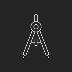 Stationery compasses line icon