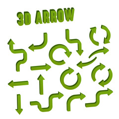 3d green arrow set collection