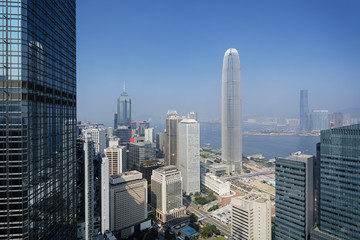 Fototapeta na wymiar Elevated view of Hong Kong`s business district.