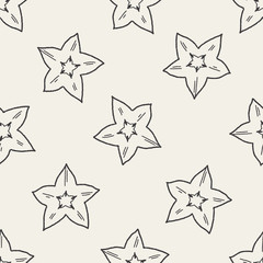 Star fruit doodle seamless pattern background