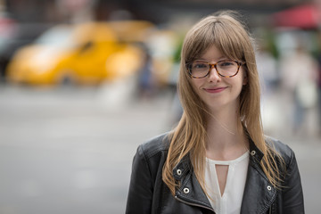 Young caucasian woman smile face portrait