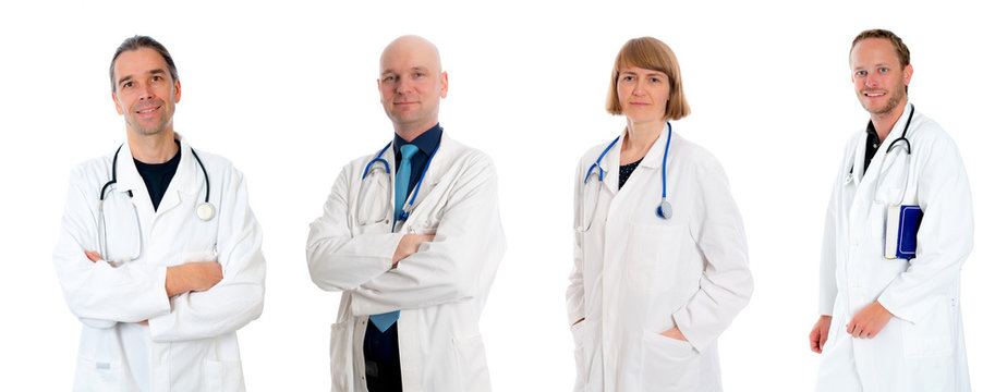 friendly medical team in lab coat