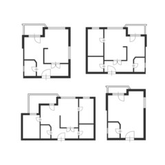 Vector  furniture architect plan of building set Flat Design